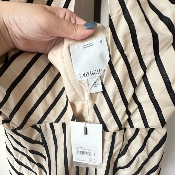 C/MEO Black and white striped halter neck midi dress size M/US 6 - Picture 8 of 10